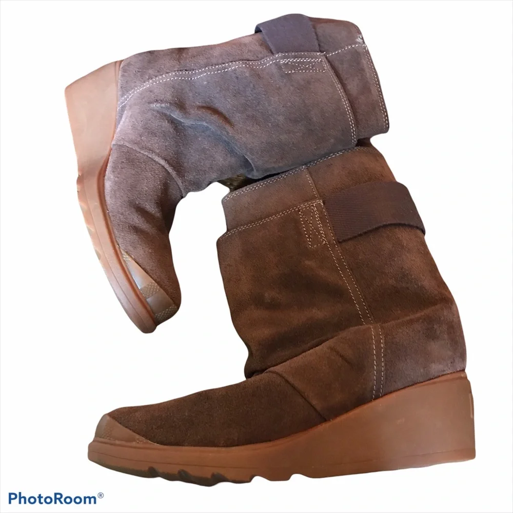 Sorel Mid Suede Wedge Boots 6.5 Brown Waterproof